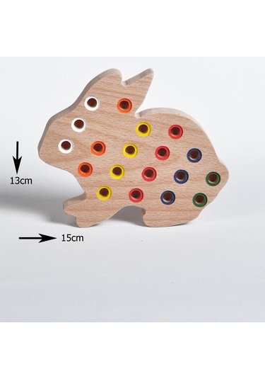 Ahşap Eğitici Doğal Renkli Tavşan Tak Çıkar Montessori Oyuncak