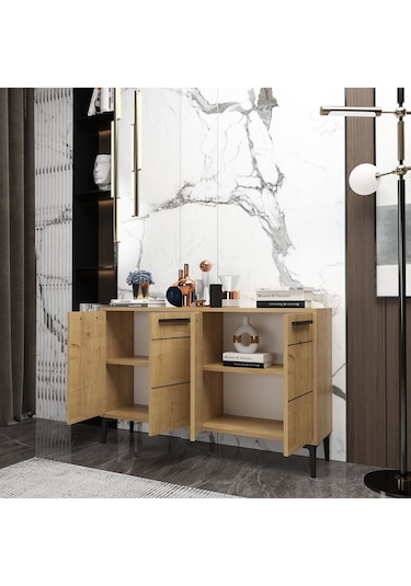 Zerkaconcept Marden Konsol Tv Sehpası Tv Ünitesi Meşe