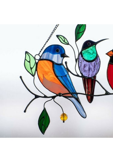 Hombey 7 Adet Renkli Kuş Akrilik Takı: Pencere Duvar Dekorasyonu, Doğal Işıkta Parlayan Ev Dekoru