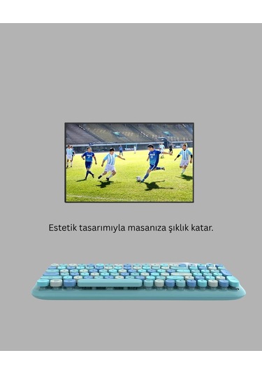 Retro Tarz Kablosuz Klavye Mouse Seti 104 Tuşlu, Ergonomik Tasarım