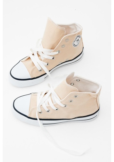 Rahat Kalıp Bağcıklı Uzun Çocuk Unisex Bej Spor Ayakkabı Tbh1426 Bej