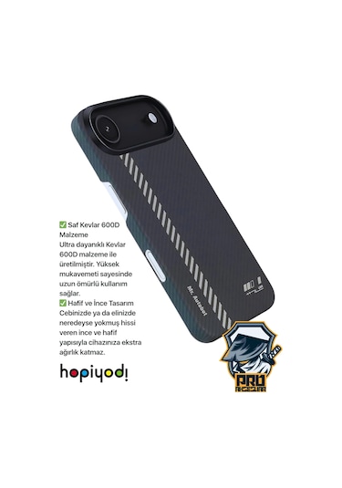 İphone Uyumlu 17 Air Kılıf M-safe Şarj 600d Güçlü Kamera Çerçeveli Pure Kevlar Fiber Turuncu-siyah Hafif İn