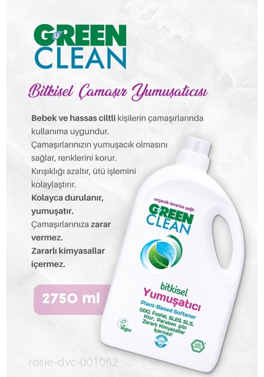 Green Clean Lavanta Yağ.çamaşır Yumuşatıcı 2750 Ml 7 Al 6 Öde Ve Rosie Hediye 7'li Set