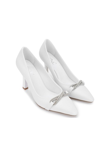 Tamer Tanca Kadın Hakiki Deri Beyaz Topuklu Ayakkabı 1063 134462 Bn Ayk Sk24-25 Beyaz Cılt Beyaz Cilt