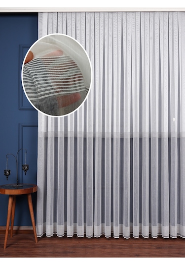 Hilal Renk Geçişli Bantlı Tül Perde / Ölçünüze Özel Dikim