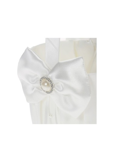 Novahub 7 İnç Beyaz Saten Rhinestone Süslemeli Yüzük Taşıyıcı Ve Düğün Çiçek Kız Sepeti Seti Diğer