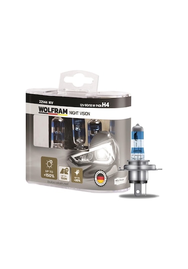 Wolfram Night Vision Ampul Set 12v 55w H4 +%150 Daha Fazla Işık