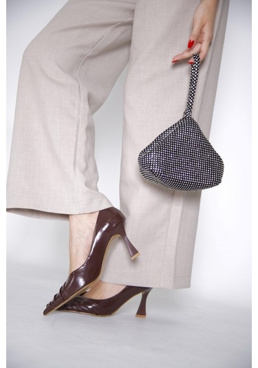 315151122-1 Suni Napa Abiye Topuklu Kahve Kadın Ayakkabı Kahve