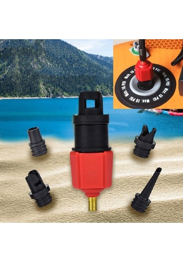 Sones Sörf Kürek Kurulu Kauçuk Tekne Şişme Yatak Hava Valfi Adaptörü Araba Hava Pompası Adaptörü Kırmızı