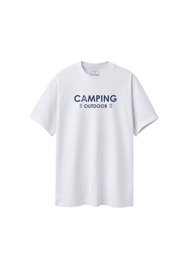Velvoria Unisex Oversize Siyah Camping T-shirt Beyaz