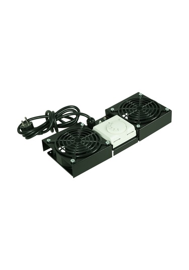 Canovate 2Li Rack Kabin Fan Modülü Termostatlı Duvar Tipi Siyah