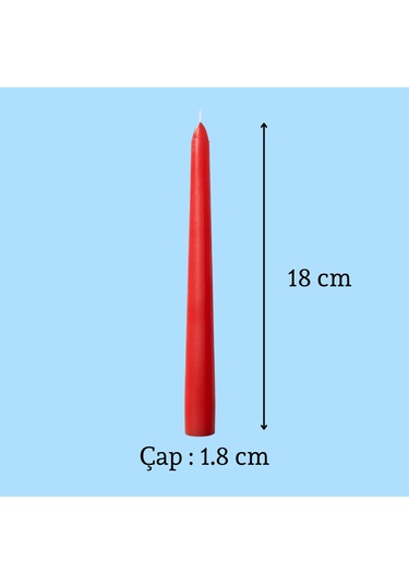 6 Lı Kısa Kırmızı Konik Şamdan Mum Yükseklik 18 Cm Kirmızı