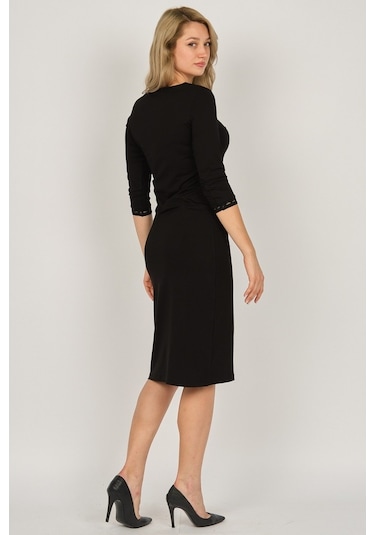Sistas Kadın Kol Ve Boyun Detaylı Elbise 6690597 Siyah Siyah