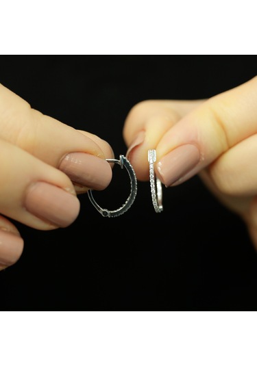 Lova Pırlantalı Oval Halka Küpe -  3030019