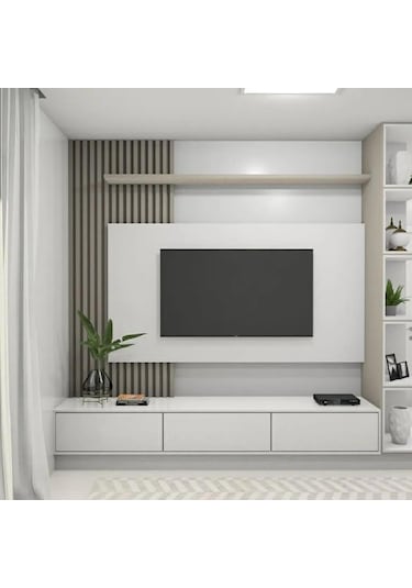 Dizayn Joy Tv Ünitesi Mat Beyaz Soft Tv Sehpası Alt Modül Beyaz 2