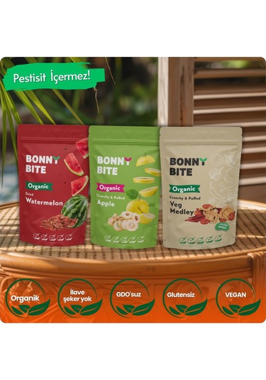 Kurutulmuş Organik Karpuz, Elma & Sebze 3'lü Paketi Diğer
