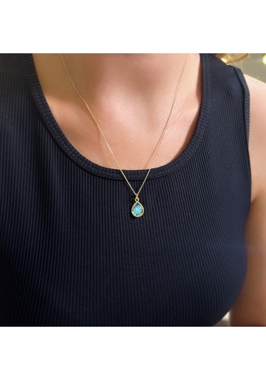 Stela Akumarin Damla Gümüş Kolye Sarı