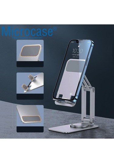 Microcase AL3758 360 Döner Uzayabilir Masaüstü Telefon Tablet Stand Metal