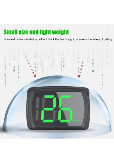 Geeroyoo Araba Hud Headup Display Km/h Mph Gps Dijital Hız Göstergesi Led Büyük Yazı Tipi Ekranlı Araba Şarj Adaptörü Araba Kamyonet Suv Motosiklet