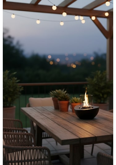 Meta Siyah Biyoetanol Masaüstü Şömine - 1 Lt Copart Yakıt Hediye