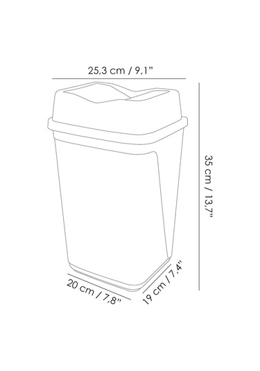 Çift Kapaklı Plastik Çöp Kovası - Ev Ofis Banyo Mutfak Çöp Kovası Gri 10 Litre Gri