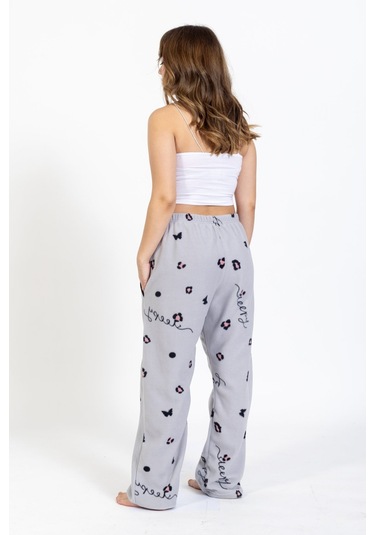 Kadın Polar Kışlık Eşofman Alt Waynap Polar Alt- Gri