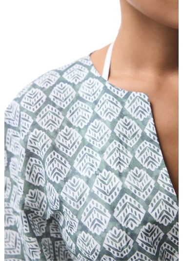 Penti Yeşil Spring V Yaka Mini Kaftan Çok Renkli