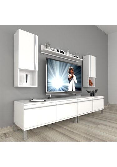 Decoraktiv Eko 5200ta Mdf Krom Ayaklı Tv Ünitesi Tv Sehpası Beyaz