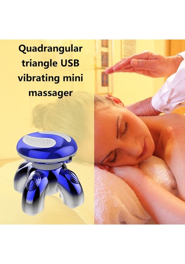 Dört Köşeli Üçgen Usb Elektrikli Titreşim Küçük Şarjlı Işıklı Masaj Cihazı - Safir Mavi
