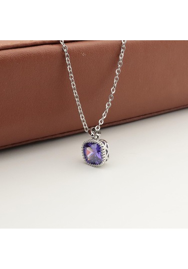 Pigado Paslanmaz Çelik Kristal Taşlı Çelik Kolye