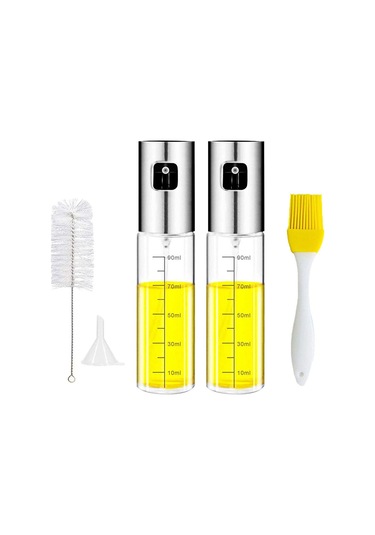 Padalink 100ml Cam Zeytinyağı Spreyi Seti 2 Adet - Paslanmaz Çelik Başlıklı, Salata, Izgaralı Yemekler İçin Kontrollü Yağ Dağıtıcı, Pişirme Ve Fırında Kullanım Çok Renkli