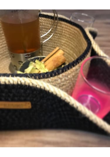 Hasır Sepet, Jüt Ip Sepet, Dekoratif Sunumluk, Hasır Sunumluk Tepsi, Hediyelik Sepet 001