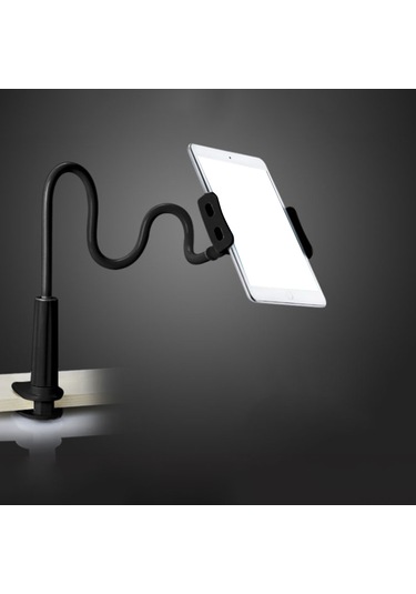 Kosona 80cm Metal Mobil Ve Tablet Tutucu, 360 Derece Döner, Esnek Uzun Kollü, Masa/sandalye Klembi, Siyah İphone/ipad Uyumlu Diğer