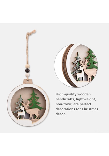 Xindoker Noel Led Ahşap Askı: Ev, Geyik, Ağaç 4 Desenli Işıklı Noel Dekorasyonu Cr2032 Pil Dahil, D Stili Haki