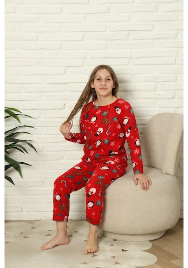 Sleeproom Çocuk Kışlık Kaliteli Polar Pijama Takımı Kırmızı