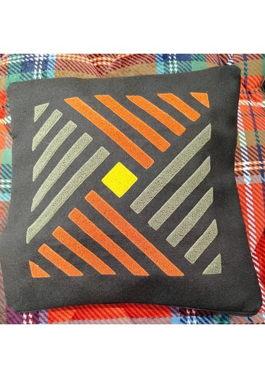 Dekoratif Keten Siyah Kırlent Kılıfı Siyah