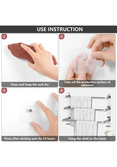 Hombey 30 Adet Akrilik Güçlü İz Olmayan Paspas - 5 Kg Yük Taşıma, Çerçeve/ Anahtar/ Giysi Asma, Çimento/ Ahşap Duvarlar Uyumlu Çok Renkli