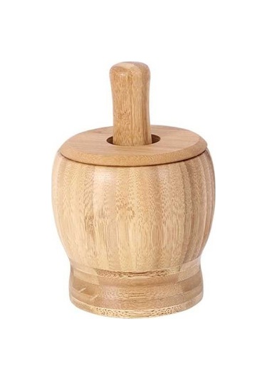 Dancemonkey Kapaklı Mutfak Bambu Sarımsak Kavanozlu Gıda Karıştırıcı Gri