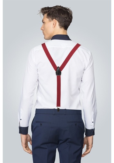 Tudors Düz Ince Erkek Pantolon Askısı Bordo