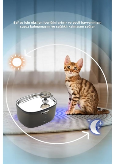 Torima Tpd-01 Siyah Otomatik Filtreli Kedi Köpek Su Pınarı Su Çeşmesi Ultra Sessiz Su Şelalesi