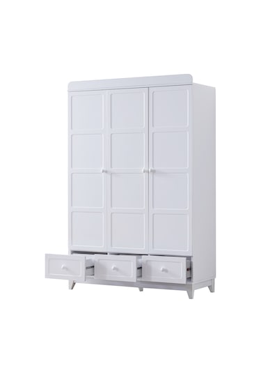 Gardırop, Berlin 3 Kapaklı Çekmeceli Dolap - Beyaz