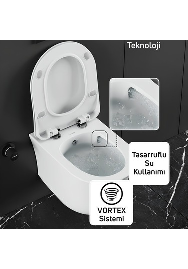 Creavit Nora Vortex Beyaz Asma Klozet No323, Creavit Nora Duck Duroplast Yavaş Kapak Beyaz