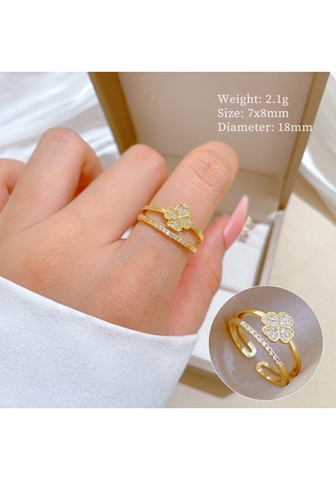 Geometrik Elmas Taşlı Yuvarlak İnci Yüzük No.134 Çok Renkli