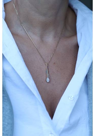 14 Ayar Altın Cetaş Fortuna Nazarlık Detaylı Taşlı Kolye Kly23834 Sarı Altın