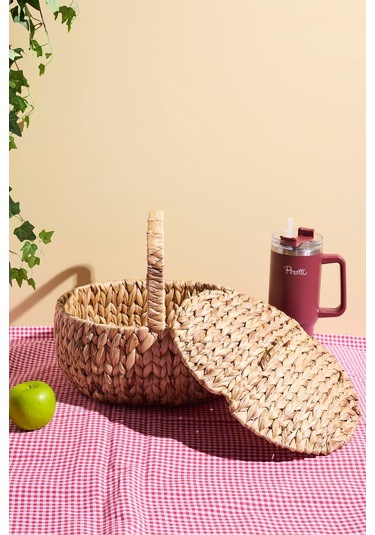 Cliento Hasır Kapaklı Piknik Sepeti 36x30 Cm Kahverengı Kahverengi