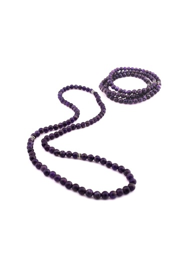 Hem Bileklik - Hem Kolye - Hem Tesbih 99Lu Mor Ametist Doğaltaş T N11.6230