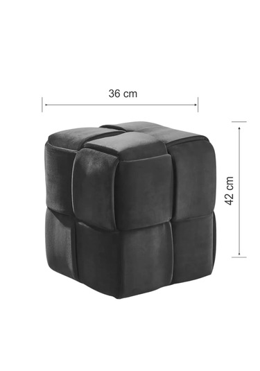 Most Spiral Kare Puf 26 Koyu Antrasit Kadife Kumaş Evinize Tesli