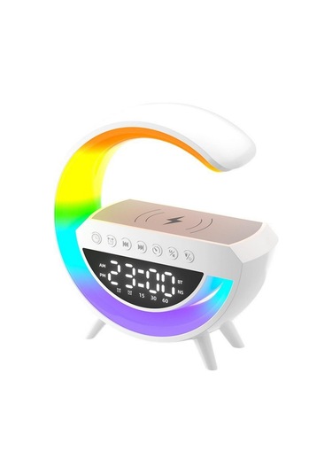 Youtek G3401 Mini Multifonksiyonel Bluetooth Hoparlör: Kablosuz Şarj, Alarm Saat Ve Rgb Ambiyans Işıklı Ev Ve Seyahat Hoparlörü