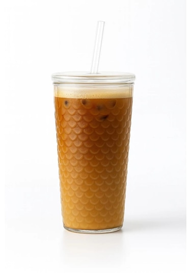 Squama 650 Ml Cam Kapaklı Borosilikat Kahve Bardağı Pipetli Soğuk & Sıcak İçecek Bardağı Şeffaf