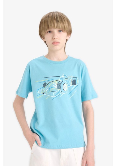DeFacto Erkek Çocuk Bisiklet Yaka Baskılı Kısa Kollu Tişört F0168A825SMTR248